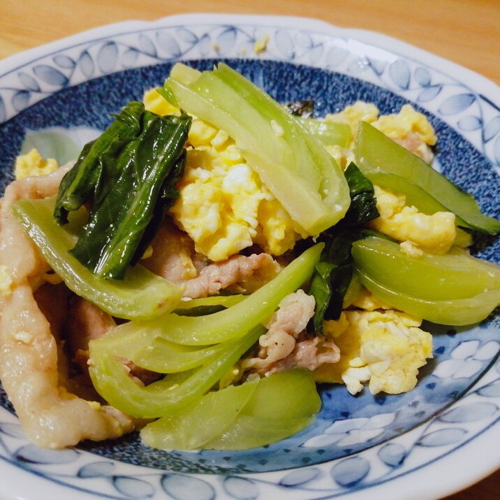 豚肉とチンゲン菜と卵の炒め物